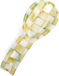 MacKenzie-Childs Parchment Check Enamel Spoon Rest for Kitchen, Cream-and-White Enamel