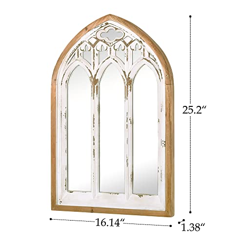 Arch Window Wall Mirror Farmhouse Cathedral Mirror with Wooden Frame U119913
