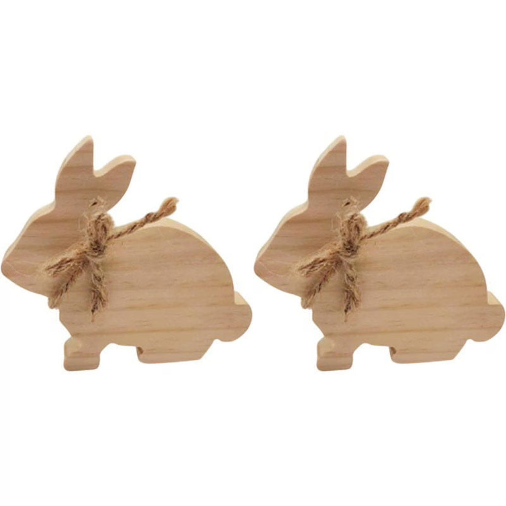 2PCS Easter Rabbit Wooden Ornaments Home Festive Desktop Ornaments Pendant