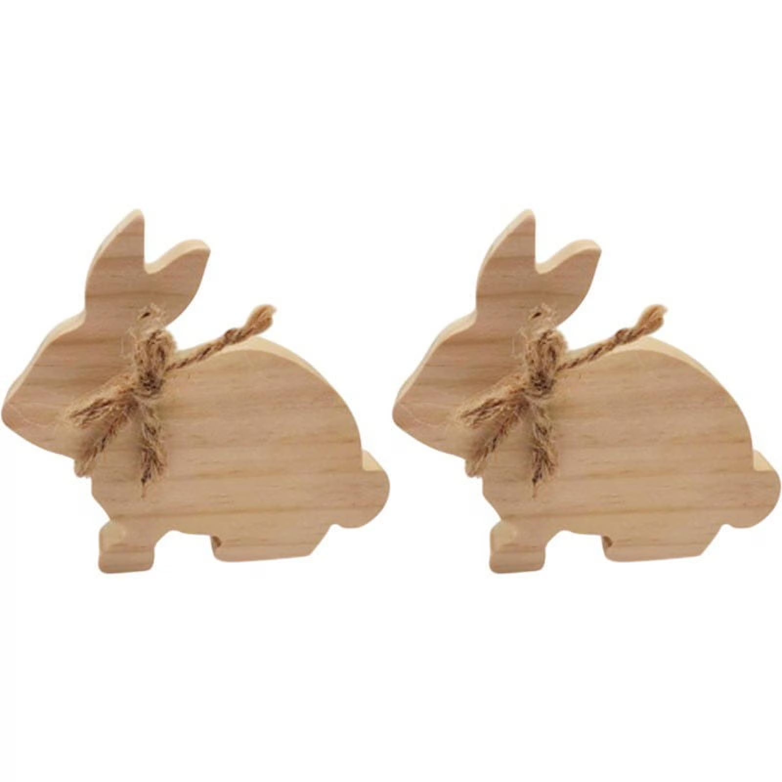 2PCS Easter Rabbit Wooden Ornaments Home Festive Desktop Ornaments Pendant