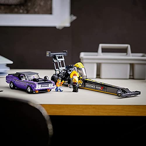 LEGO Speed Champions Mopar Dodge//SRT Top Fuel Dragster and 1970 Dodge Challenger T/A 76904 Building Toy Q287