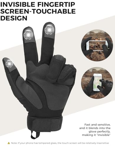 KEMIMOTO Tactical Gloves for Men, Touchscreen Motorcycle Gloves with Hard Shell & Palm Padding E190