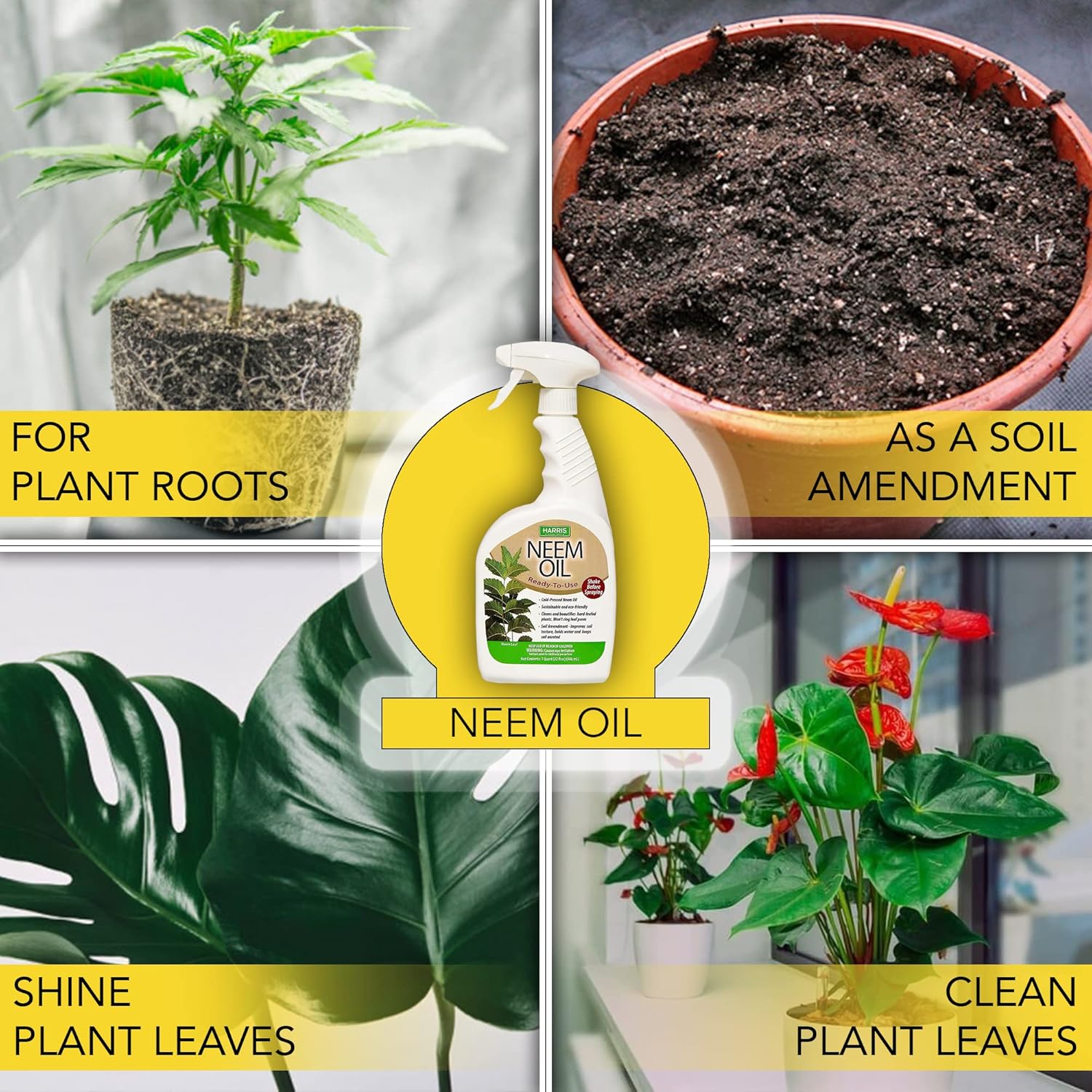 HARRIS Neem Oil Spray for Plants, Cold Pressed Ready to Use, 20oz H22006