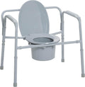 Drive Medical 11117N-1 Bariatric Commode Chair for Toilet with Arms, Gray
