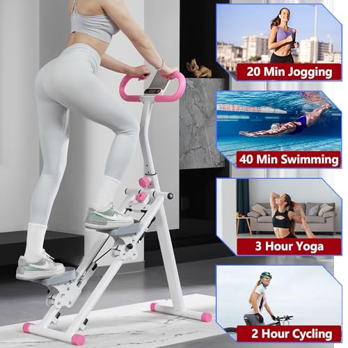 Folding Stair Stepper for Home Gym, Adjustable Handlebar & Pedals, 300LBS Load W2967