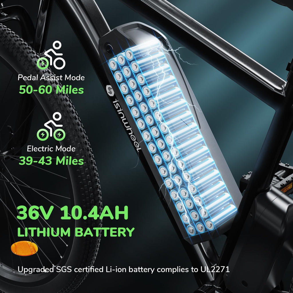 isinwheel M10 Electric Bike for Adults with Removable Battery, 500W Motor, 26" Tires M7371