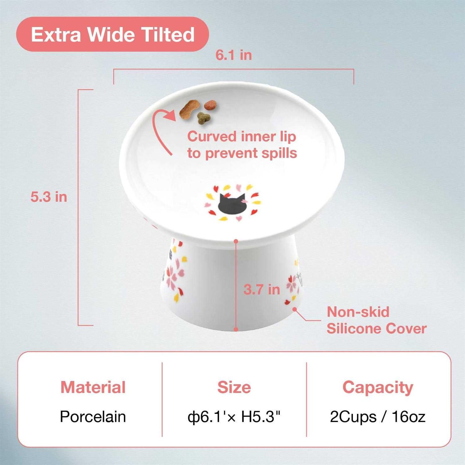 Necoichi Extra Wide Raised Cat Food Bowl S51296