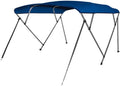 Waterproof Boat Bimini Top Cover - 85-90" W 3 Bow Bimini Top Canvas Sun Shade 1" Double Wall Alu Frame Tube, 2 Straps 2 Rear Support Poles, Storage Boot - SLBT3RB854.5 (Royal Blue)