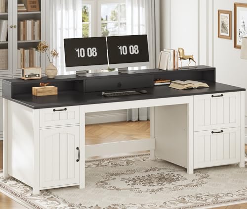 SEDETA Farmhouse 63" Executive Desk with File Drawer and Monitor Stand O784