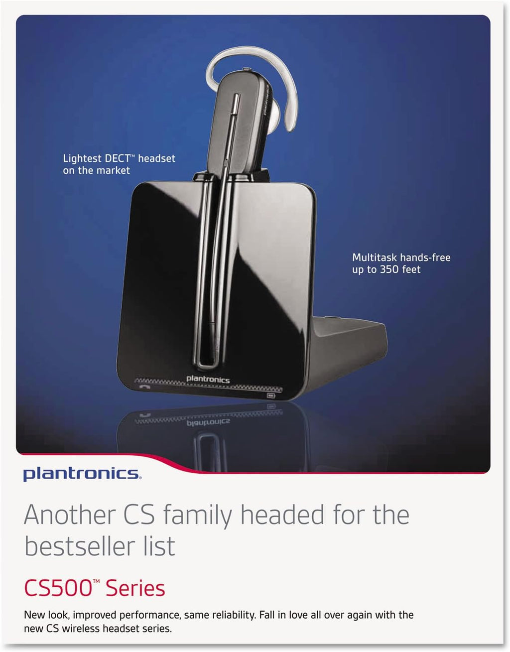 Plantronics CS540 Monaural Convertible Wireless Headset T656
