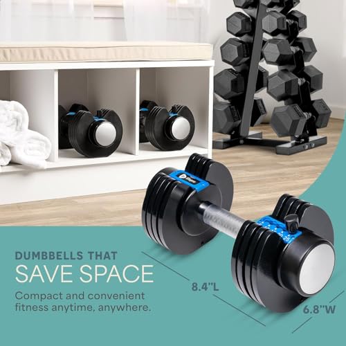 Lifepro Adjustable Dumbbells Set with Rack, 5-in-1, 15-55lb, Home Gym K99628