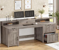 SEDETA Farmhouse 63" Executive Desk with File Drawer and Monitor Stand O784