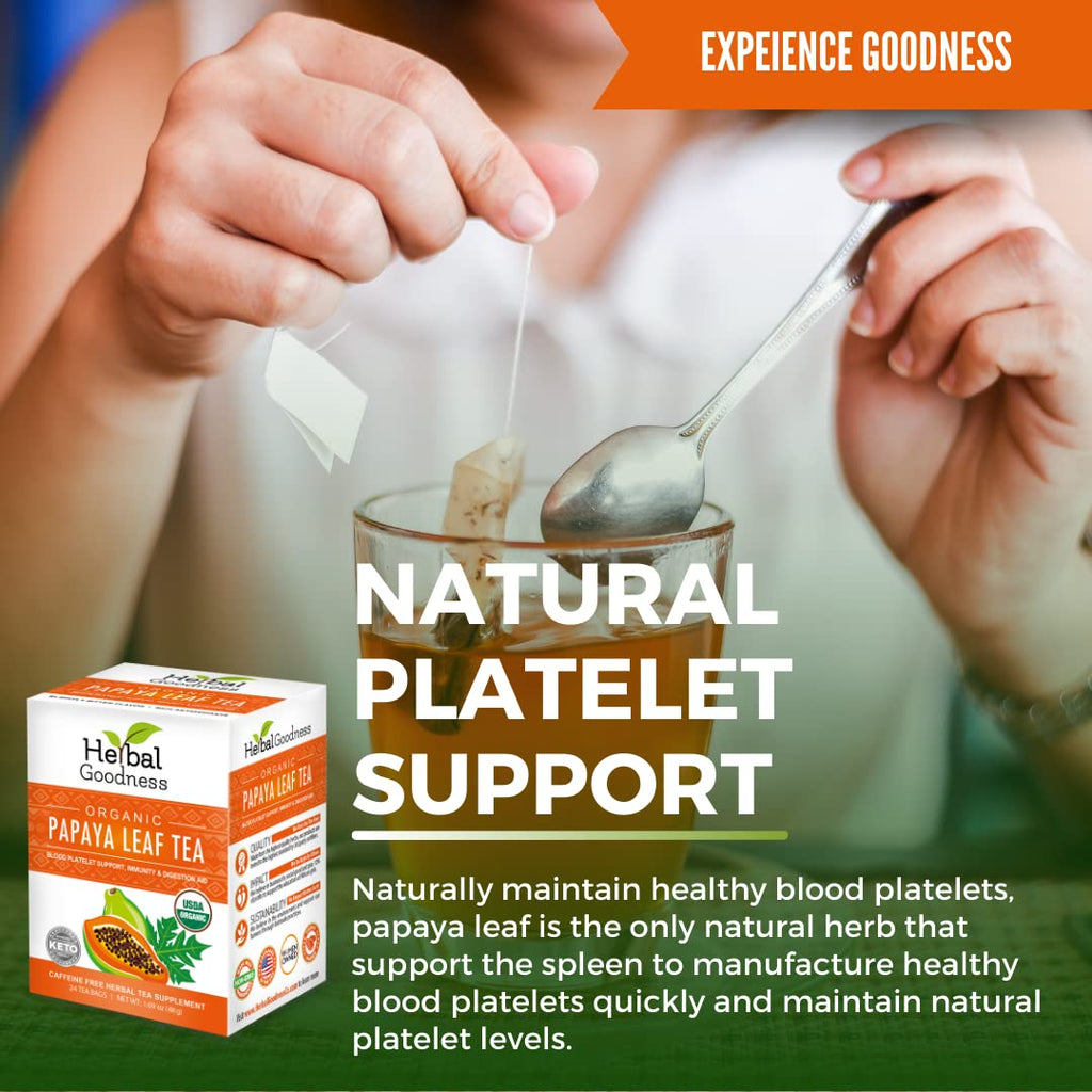 Organic Papaya Leaf Extract Tea 24 Bags for Platelets & Digestive Health P5284