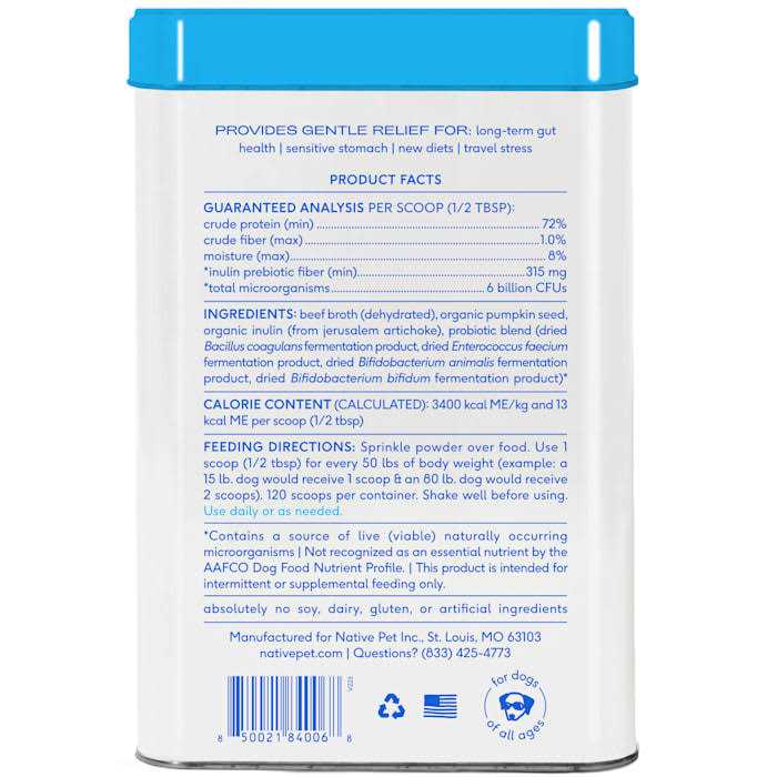 Native Pet Probiotic Powder Supplement for Dogs O99792