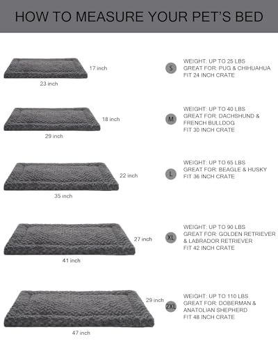 Washable Dog Bed Mat Ultra Soft Crate Pad for Large Dogs, 41 x 27 Inch, Gray K707024