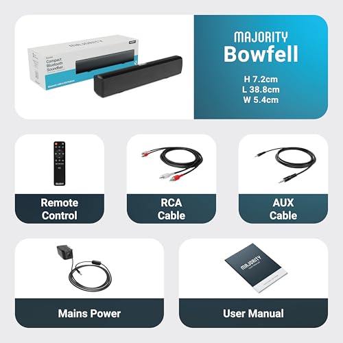 Majority Bowfell Black 15 Inch 50W Bluetooth Sound Bar for TV L5560