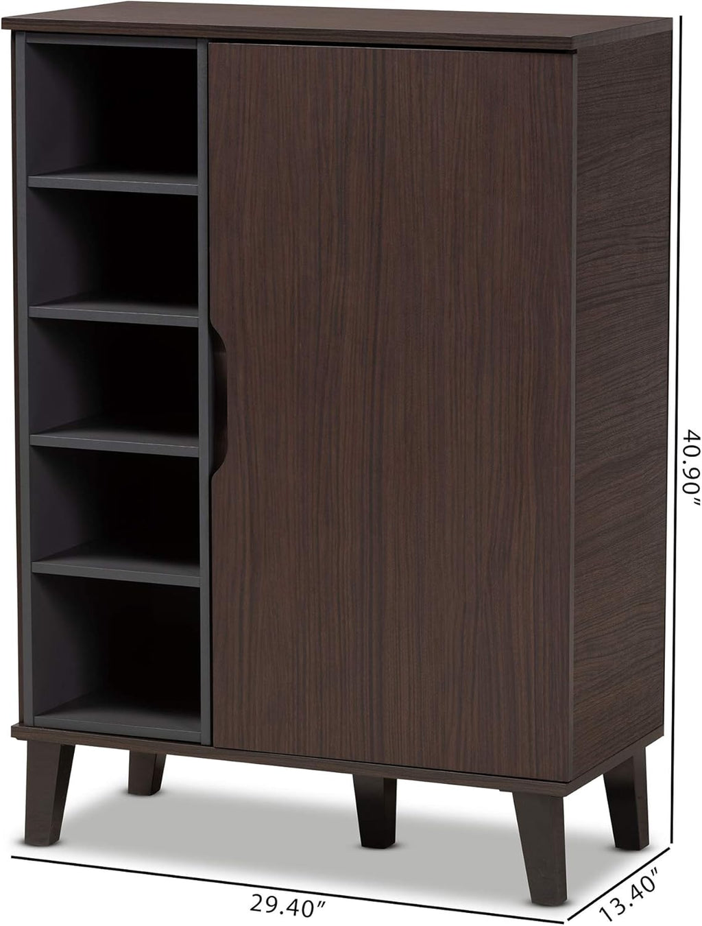 Baxton Studio Shoe Rack, Dark Brown/Grey K8401