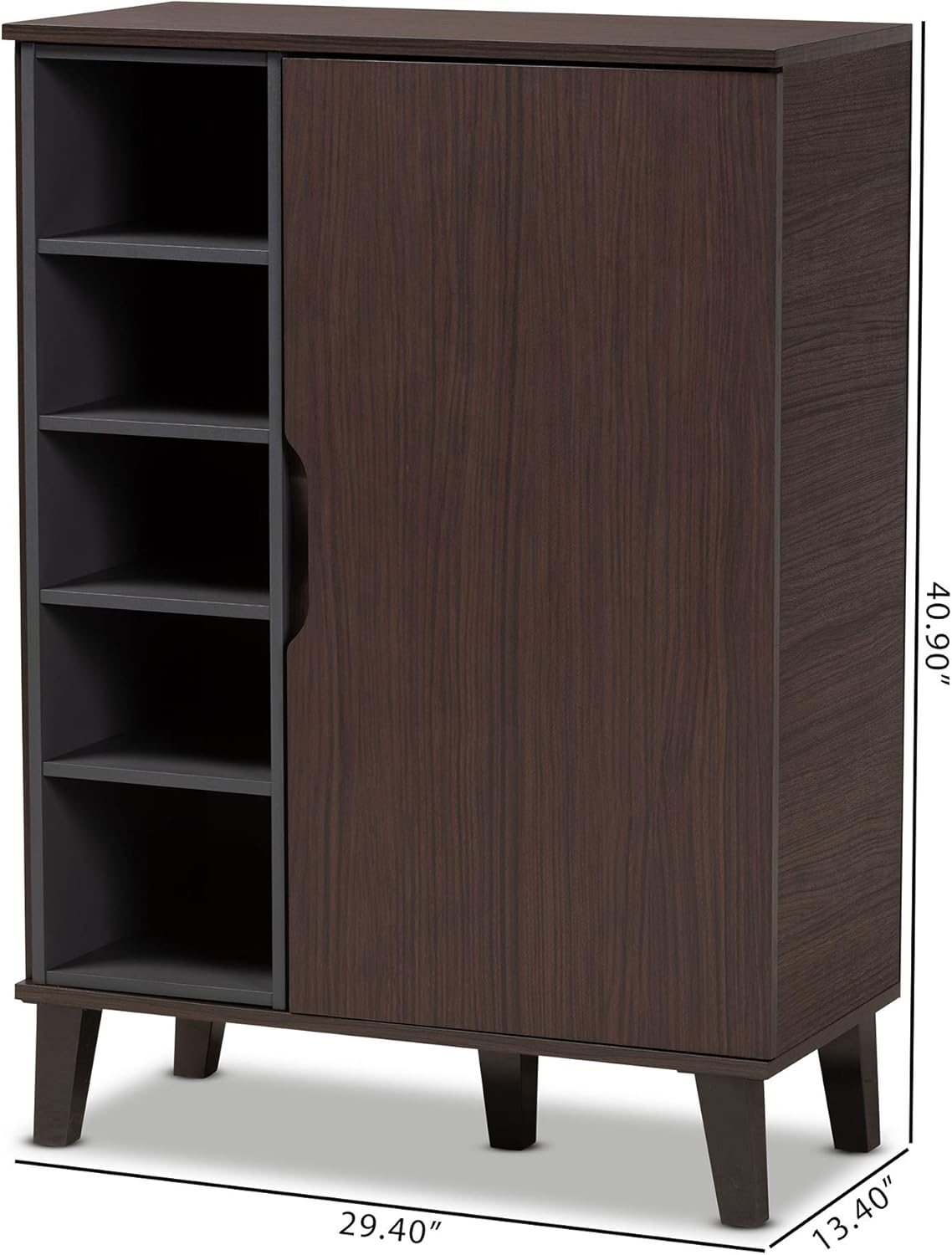 Baxton Studio Shoe Rack, Dark Brown/Grey K8401