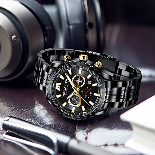 MEGALITH Men's Pilot Watch Analog Quartz Chronograph Waterproof 46mm K900128