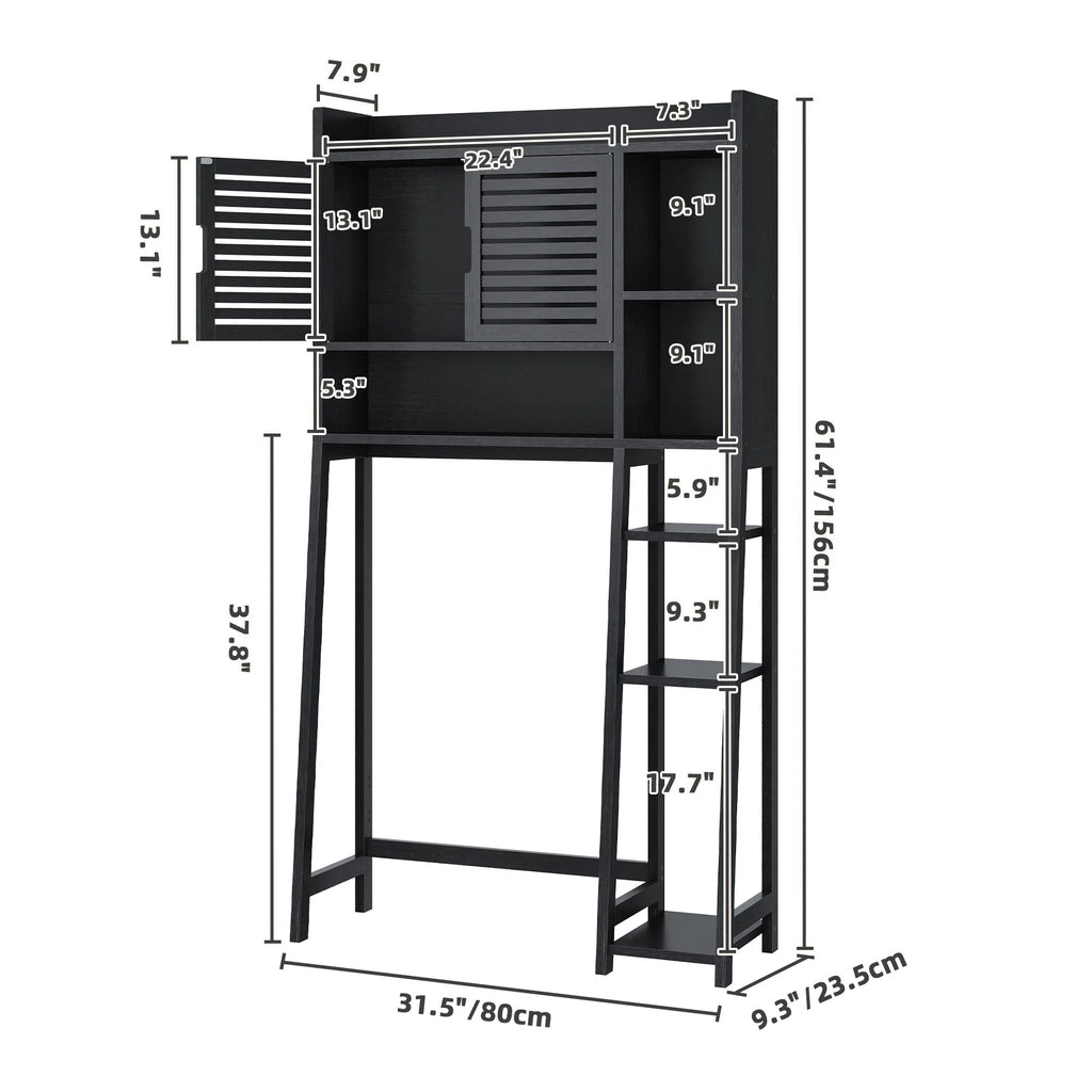 DWVO Over The Toilet Storage Cabinet with Adjustable Shelf, Black Z336