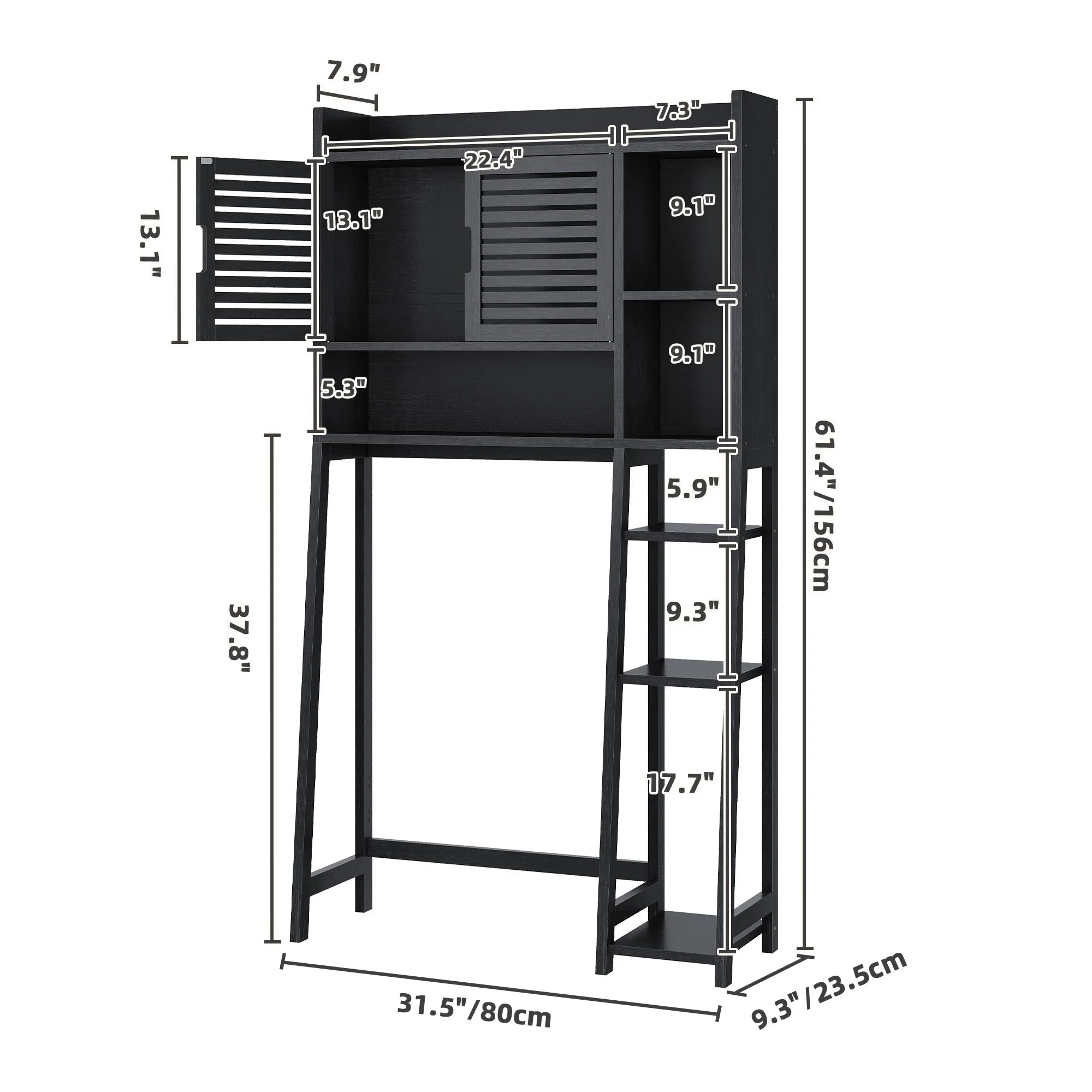 DWVO Over The Toilet Storage Cabinet with Adjustable Shelf, Black Z336