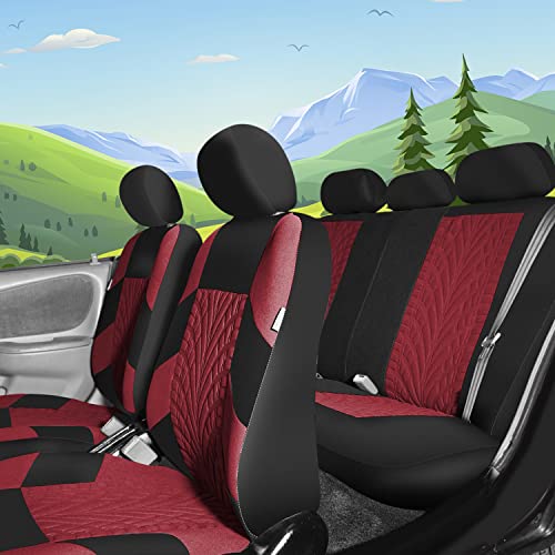 FH Group Car Seat Covers Full Set Gray Cloth Universal Fit Z4838