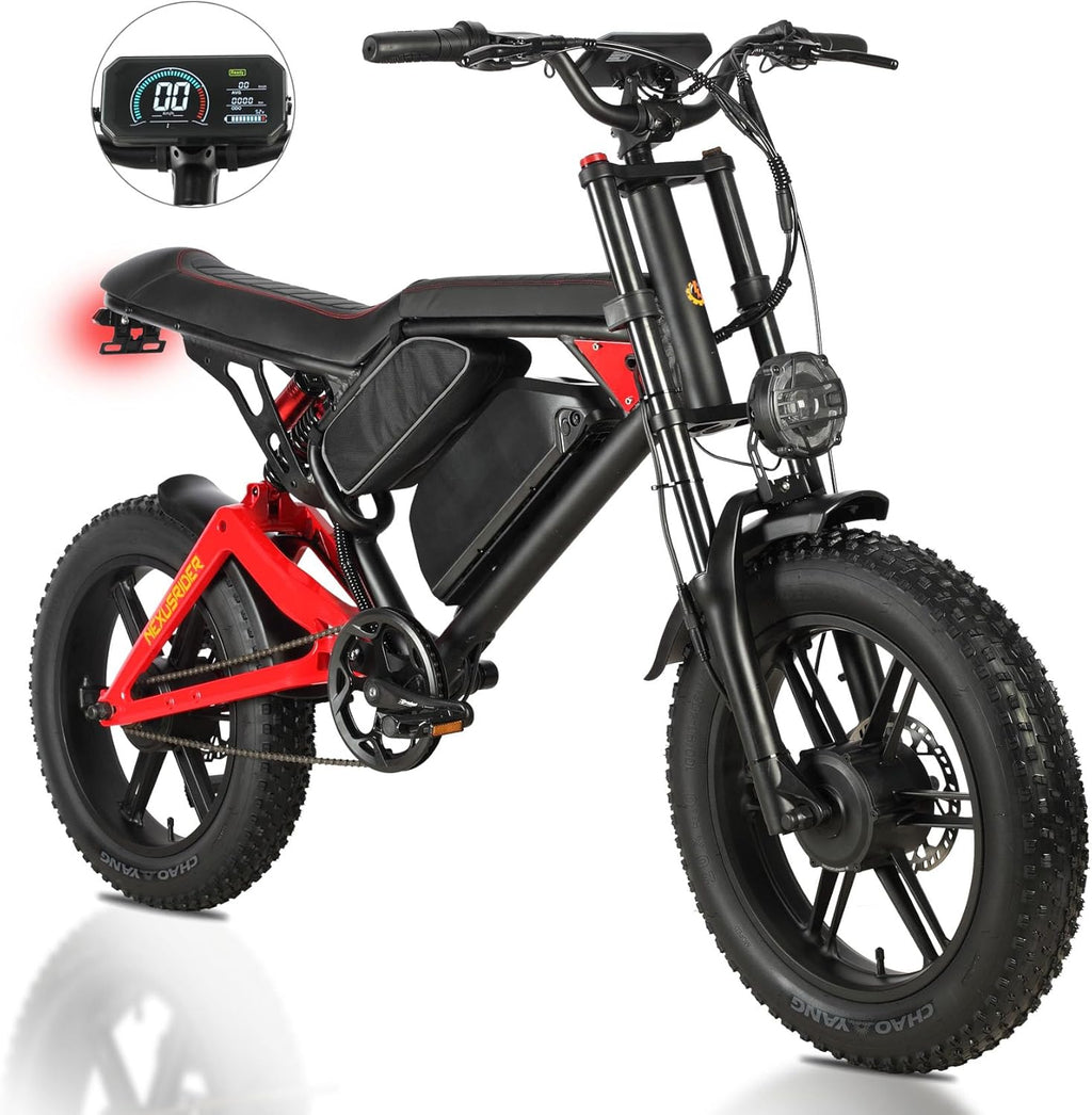 Nexusrider Fat Tire Electric Bike for Adults, 35MPH 2000W Dual Motor E Dirt Bike, Long-Range 20inch 48v 22.4ah Robust All Terrain Moutain E-Bikes Dual Shock Absorber