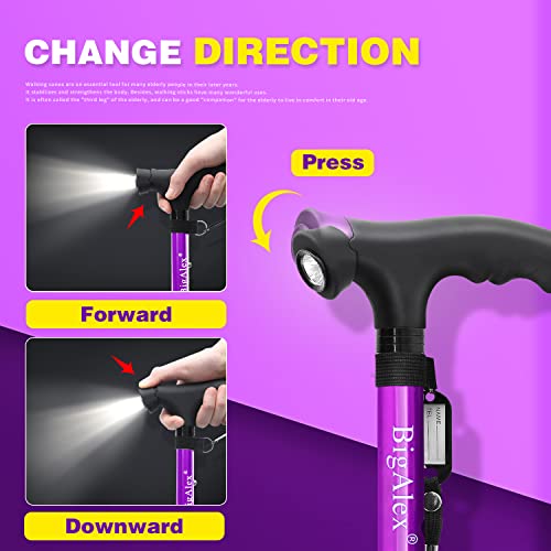 BigAlex Folding Walking Cane with LED Light and Adjustable Height I772