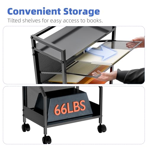 Simple Trending 14 Tier Rolling File Cart with Sliding Trays, Black C4528