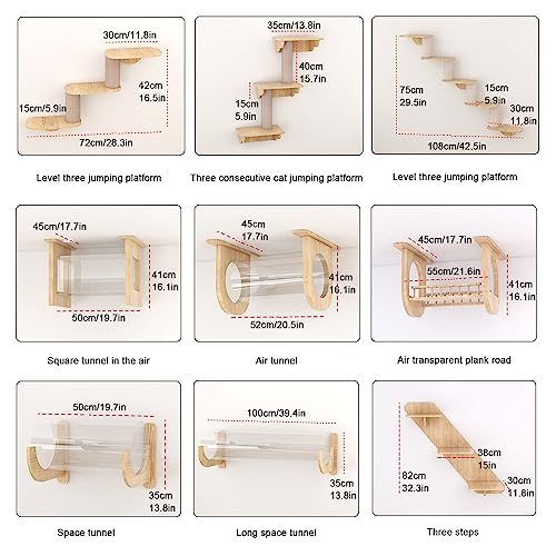 Solid Wood Wall-Mounted Cat Climbing Frame Set N398