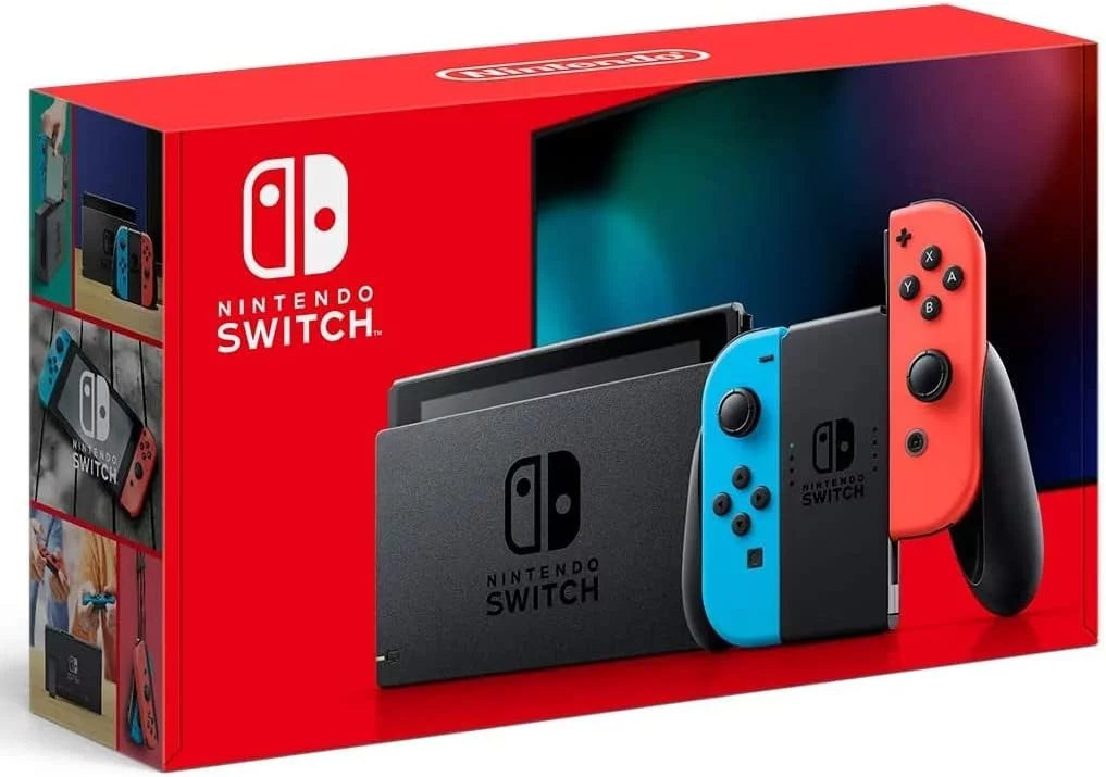 Nintendo Switch with Neon Blue & Red Joy-Con and Mario Kart 8 Deluxe R603621