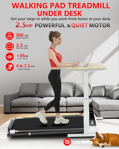 Walking Pad with Handle Bar, 2.5HP Foldable Treadmill for Home Office S773