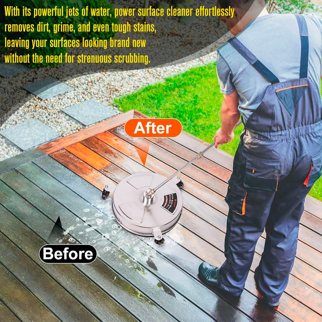 15 inch Pressure Washer Surface Cleaner with 3 Wheels and 2 Extension Wand P216