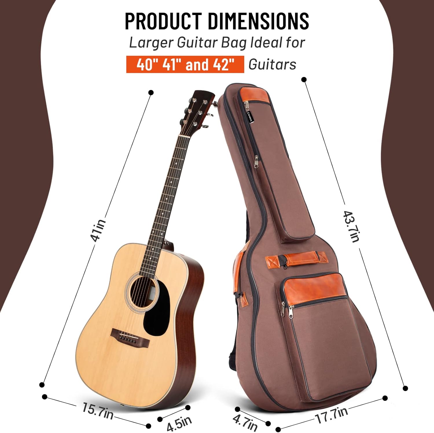 CAHAYA Guitar Bag 40-42 Inch 6 Pockets Water Resistant Oxford Cloth Padded Case Z33574