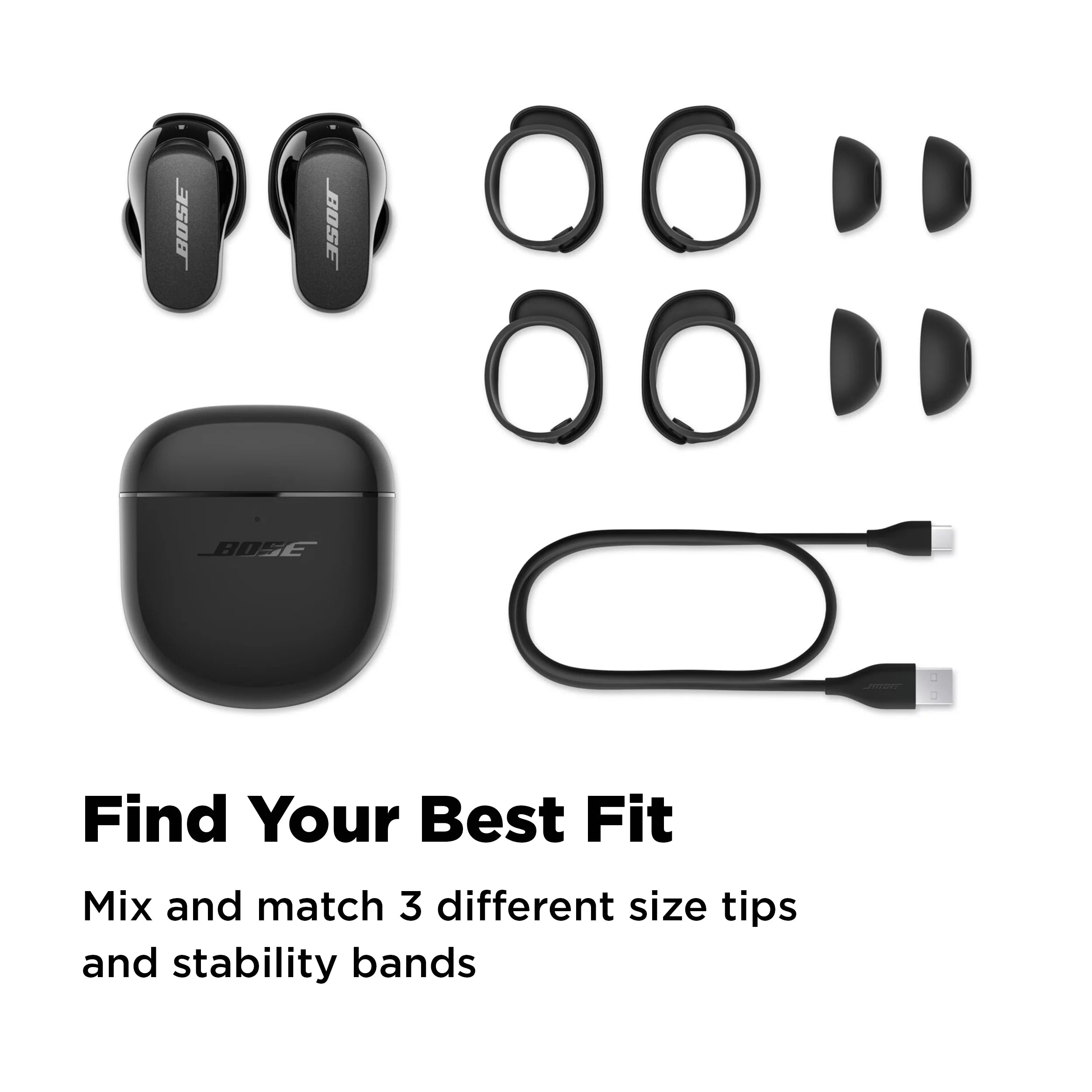 Bose QuietComfort Earbuds II, Noise Cancelling True Wireless Bluetooth Headphones, Black E750493
