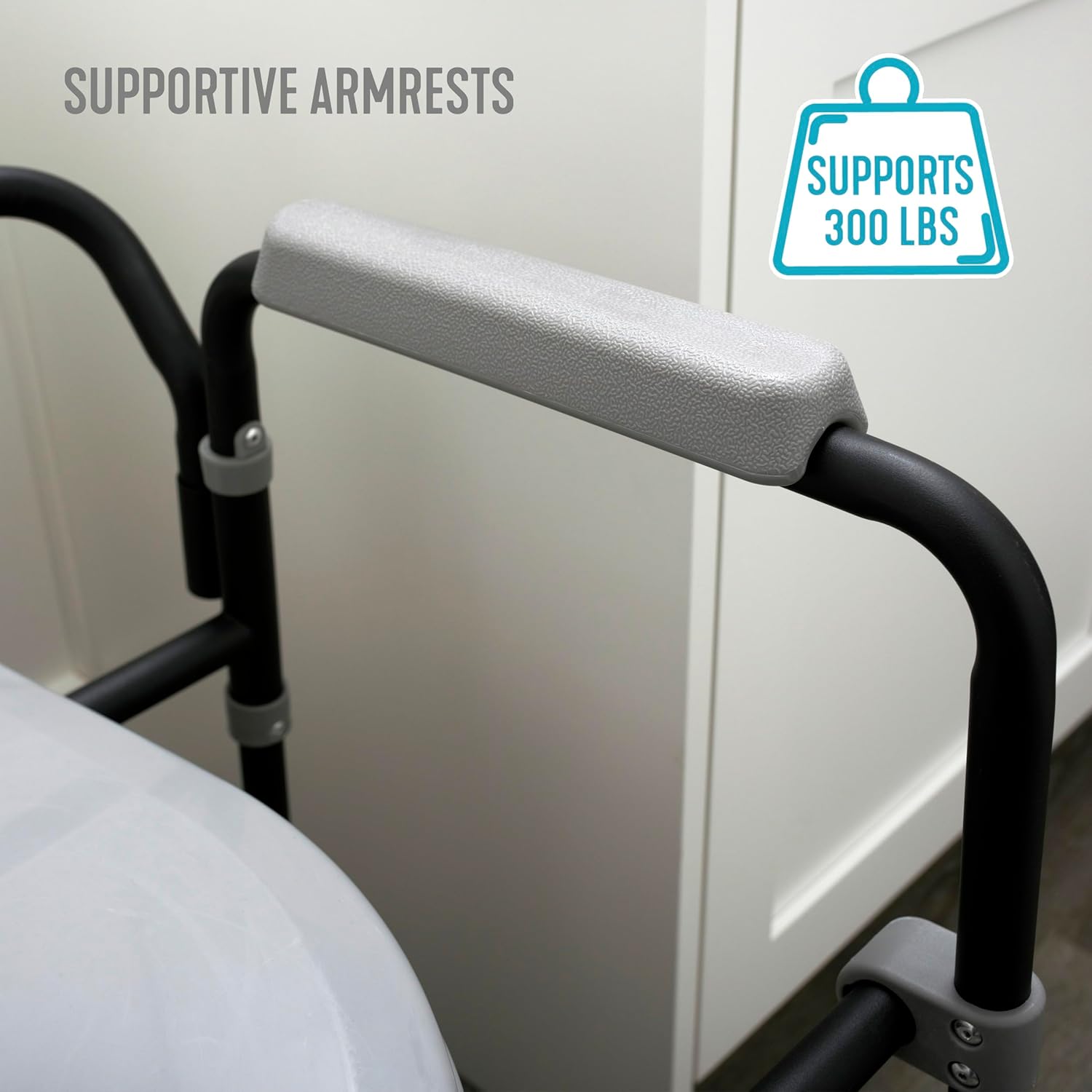 Able Life Universal Bedside Commode, Extra Wide 3-in-1 Adjustable Toilet Safety Rail and Shower Chair L889698