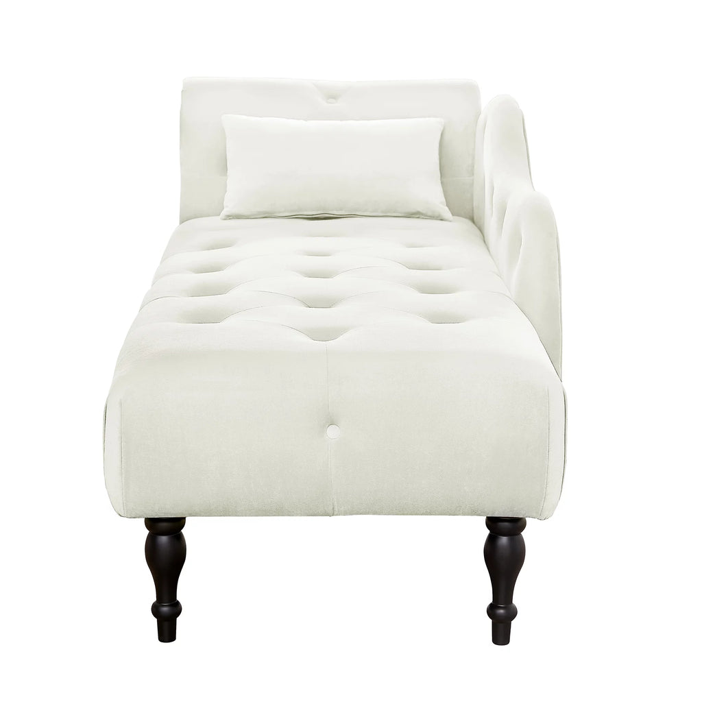 HUTWIFE Velvet Chaise Lounge with Nailhead Trim and Pillow S383