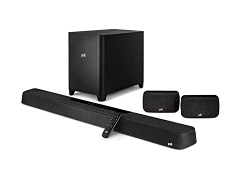 Polk MagniFi Max AX 5.1.2 Channel Sound Bar with 10" Wireless Subwoofer, Dolby Atmos and DTS:X Certified, Polk's Patented VoiceAdjust & SDA Technologies, Easy Setup, Black