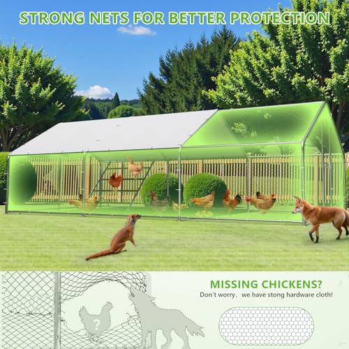 Large Chicken Coop Metal Walk-in Pen with Anti-UV Cover M6976