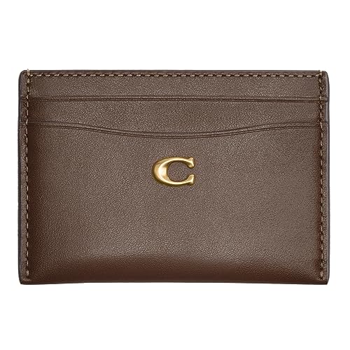 Coach Refined Calf Leather Essential Card Case, Dark Stone