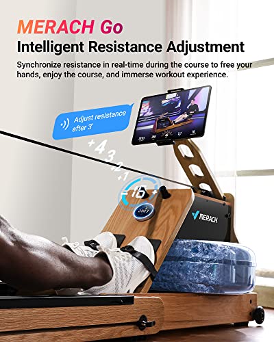 MERACH Foldable Wooden Rowing Machine with Electromagnetic Resistance D424