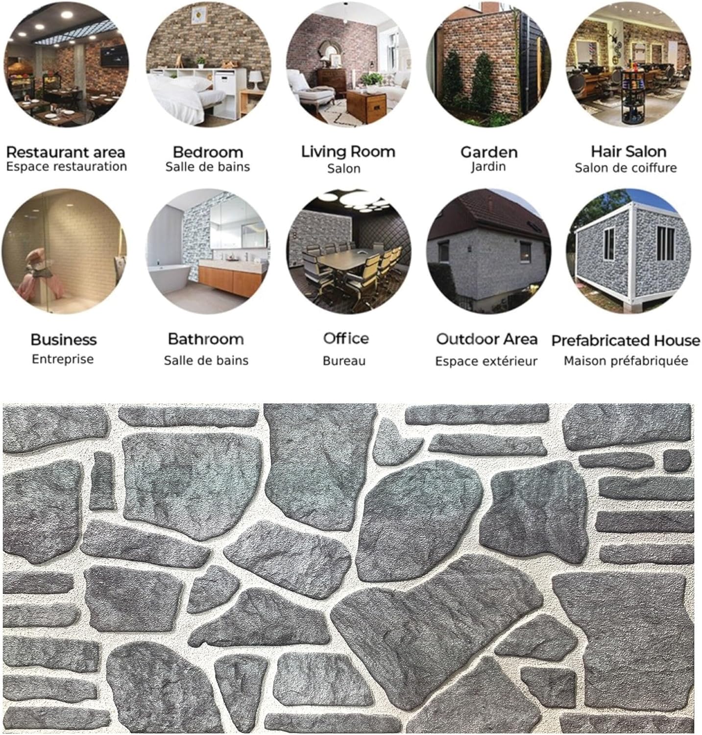 Dundee Deco Bluish Grey White Faux Stone 3D Wall Panels, 54 sq ft, Pack of 10 A71452