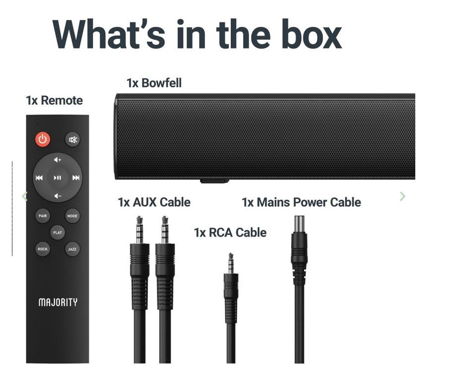 Majority Bowfell Black 15 Inch 50W Bluetooth Sound Bar for TV L5560