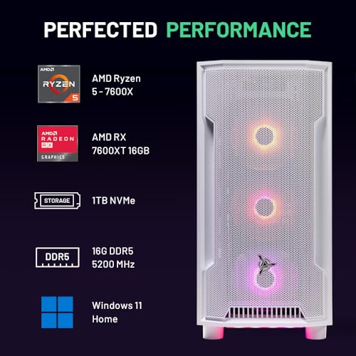 Skytech Gaming Blaze 3.0 Gaming PC Desktop, AMD Ryzen 5 3600, RTX 3060 12GB, 16GB DDR4, 1TB SSD, White J6243