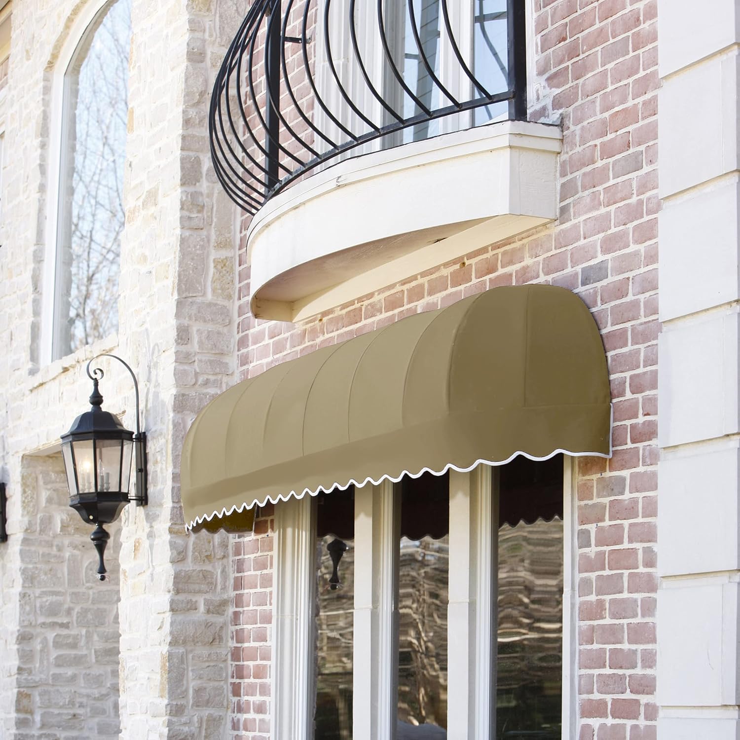 AWNTECH 6 ft. Chicago Elongated Dome Door Window Awning, Dark Tan N96137