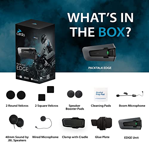 Cardo PACKTALK Edge Motorcycle Bluetooth Headset Intercom - Single Pack, Black T745612