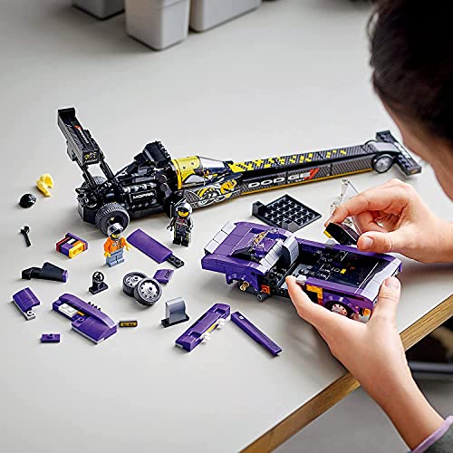 LEGO Speed Champions Mopar Dodge//SRT Top Fuel Dragster and 1970 Dodge Challenger T/A 76904 Building Toy Q287