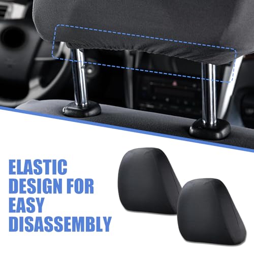 2 PCS Car Seat Headrest Protective Cover, Knitted Fabric, Breathable, Dark Gray M527906