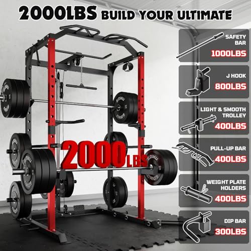 C1-V4 Power Cage with LAT Pulldown, Multi-Function Weight Cage for Home Gym G4781