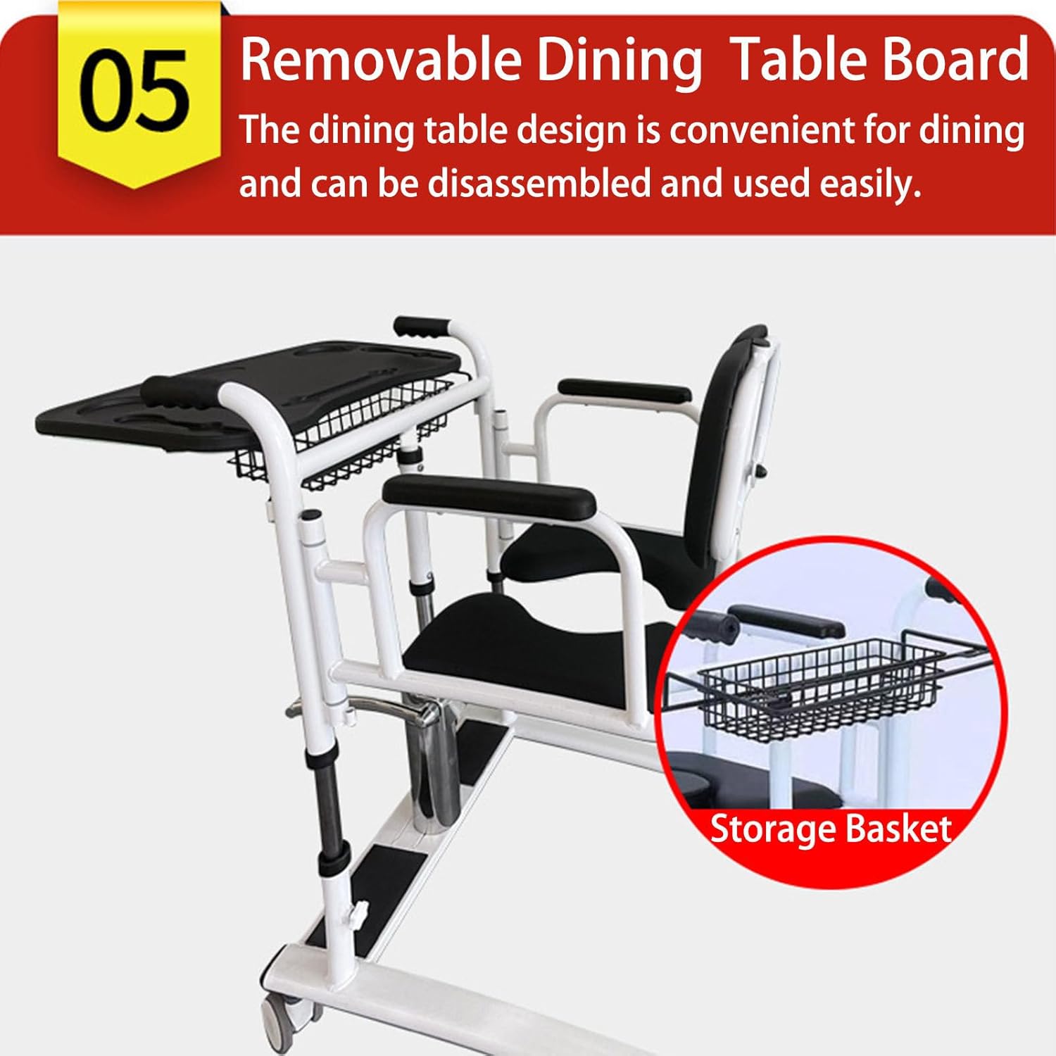 Hydraulic Patient Lift Transfer Chair for Home with 180° Split Seat, 440 Lbs Capacity Q808